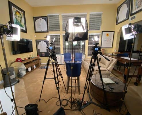 Production setup for an interview with a couple of clients.