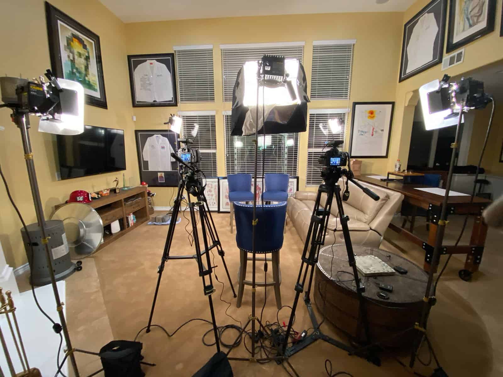 Production setup for an interview with a couple of clients.